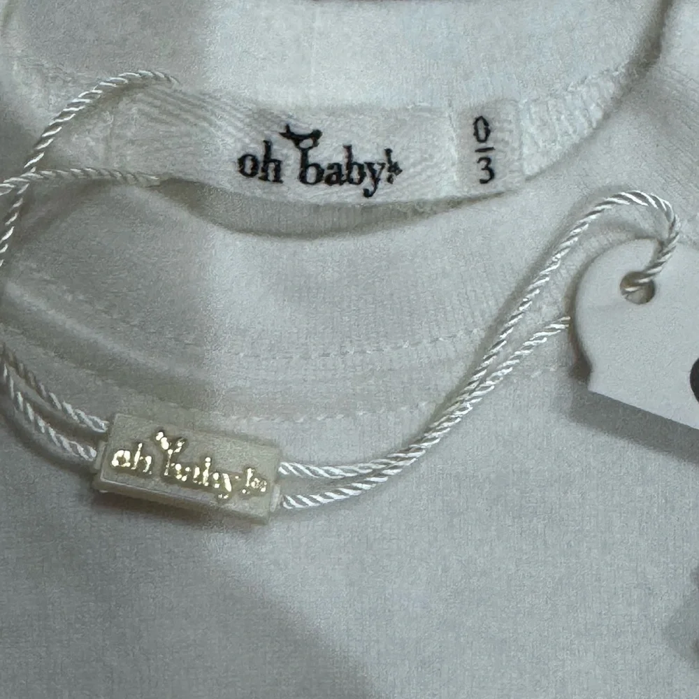 ☀️oh baby! White Long-Sleeve Baby Tee with Navy Script